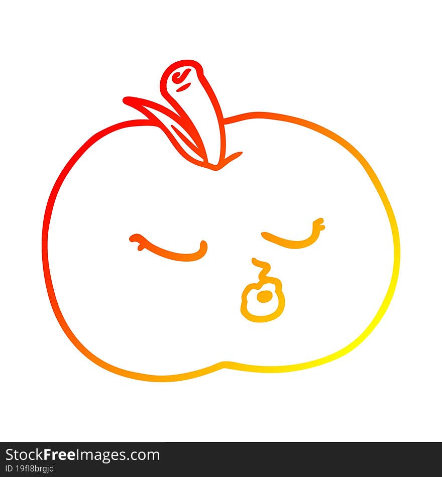 warm gradient line drawing cartoon apple