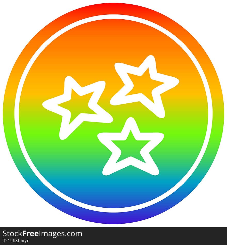 star shapes circular in rainbow spectrum