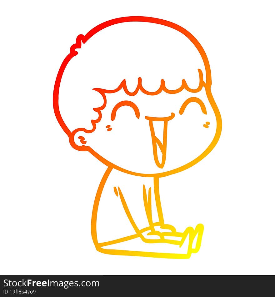 Warm Gradient Line Drawing Cartoon Happy Man