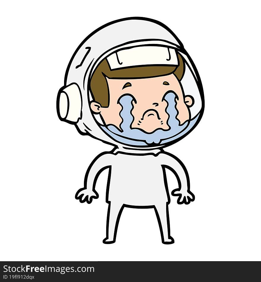 cartoon crying astronaut. cartoon crying astronaut