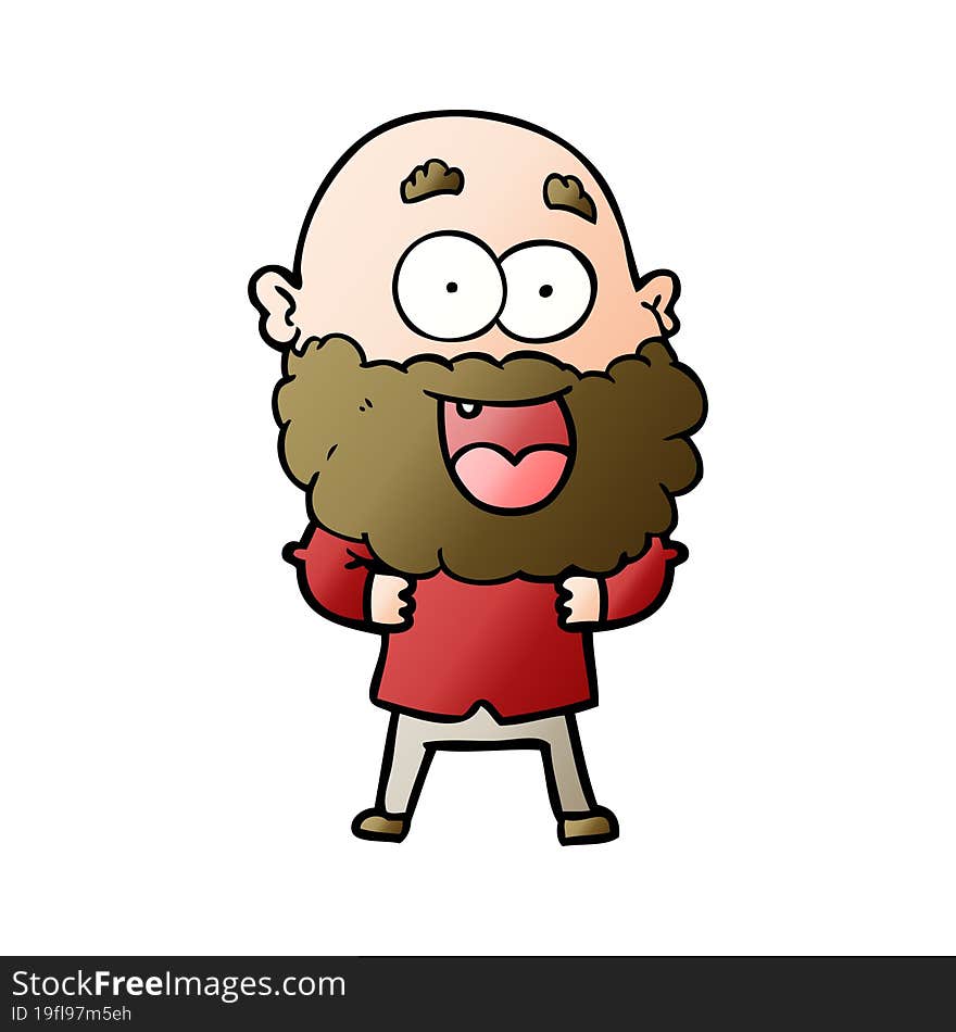 cartoon crazy happy man with beard. cartoon crazy happy man with beard