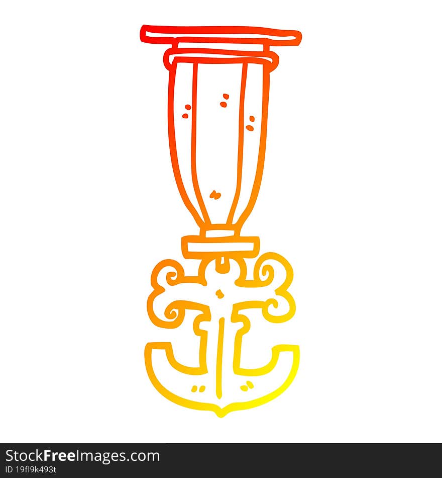 warm gradient line drawing of a cartoon sailor medal