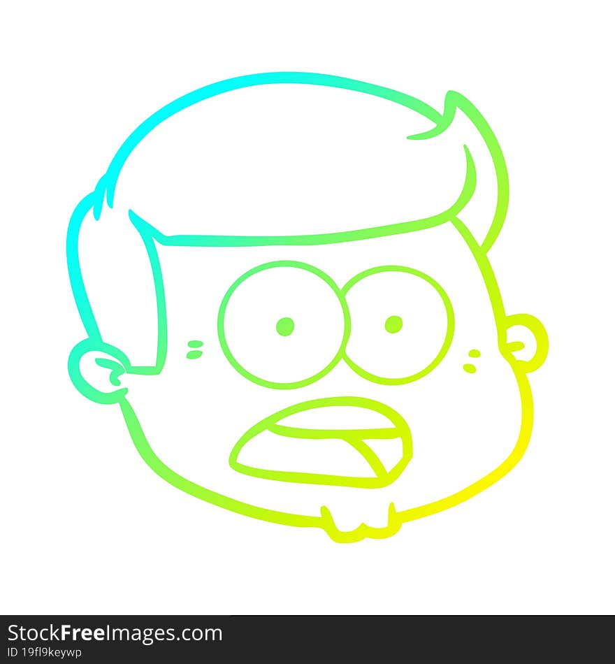 cold gradient line drawing cartoon male face