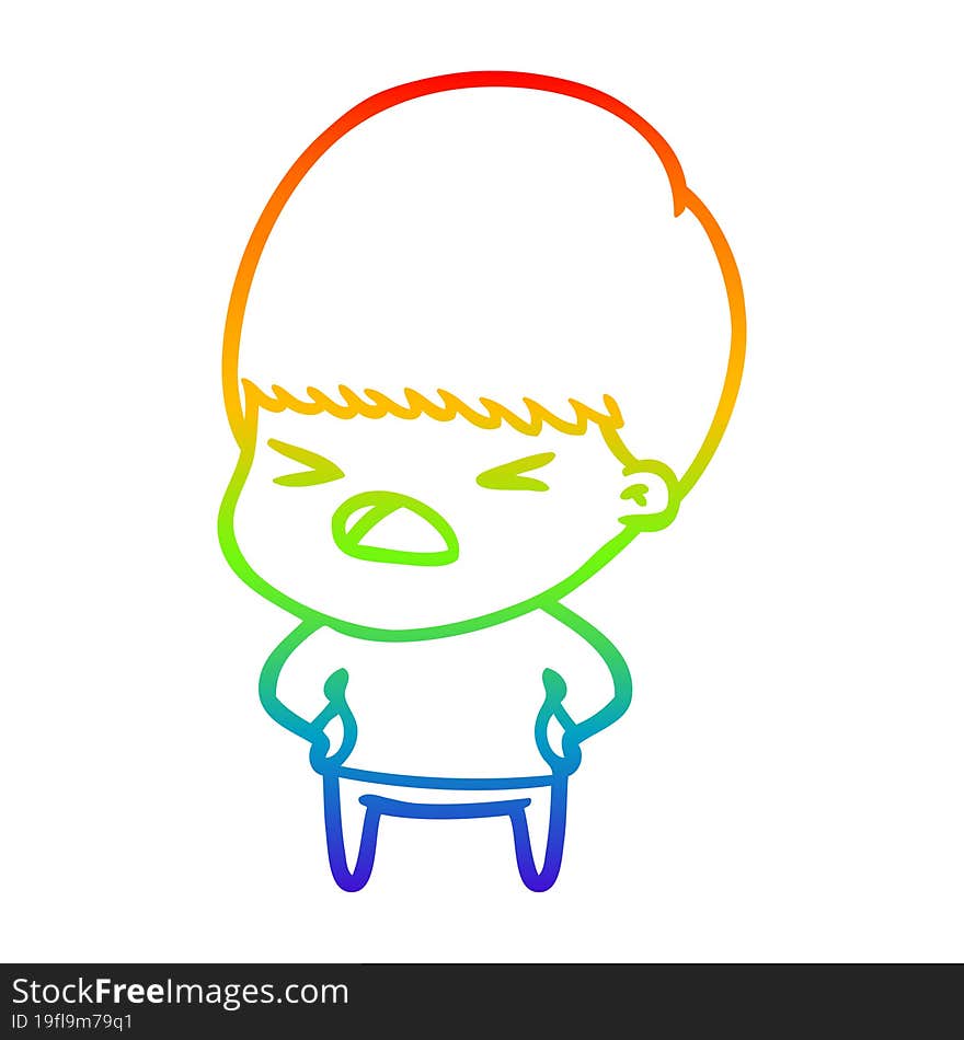 rainbow gradient line drawing cartoon stressed man