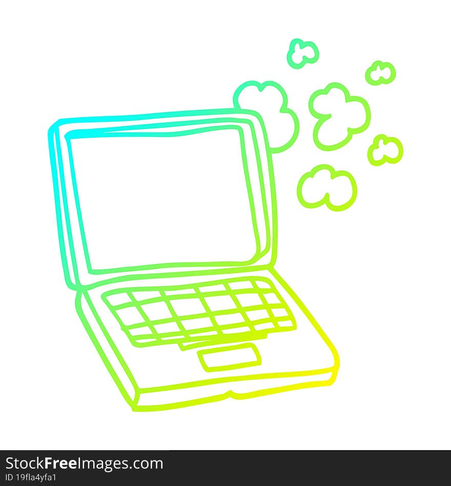 cold gradient line drawing cartoon laptop computer