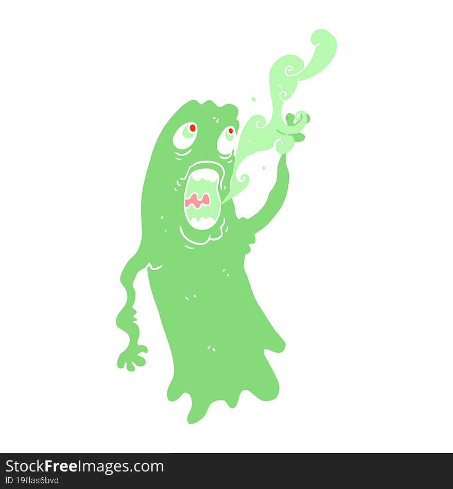 Flat Color Illustration Of A Cartoon Ghost