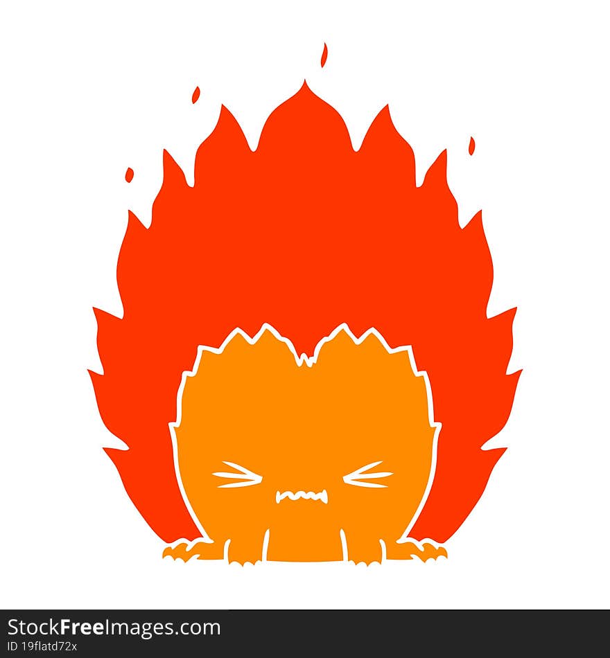 flat color style cartoon fire creature