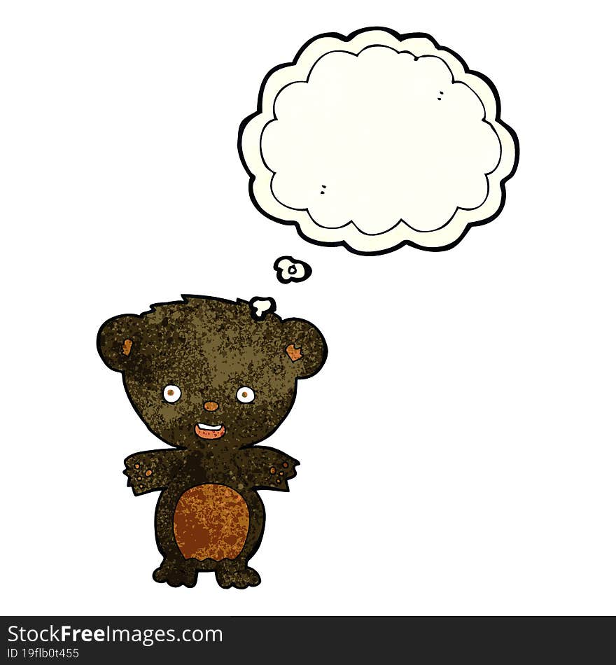 cartoon black bear with thought bubble