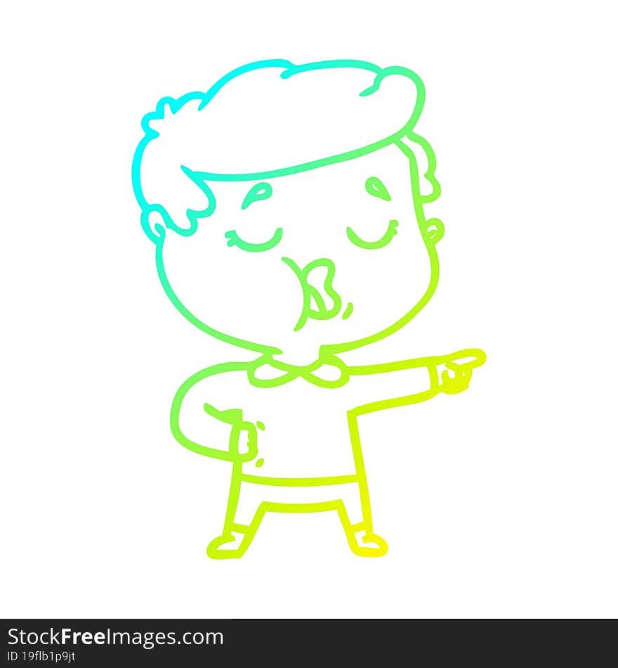 cold gradient line drawing of a cartoon man talking