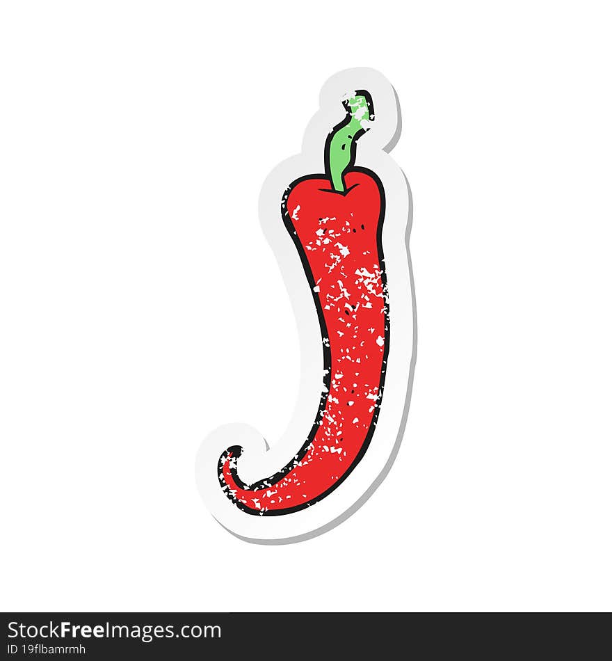 retro distressed sticker of a cartoon chilli pepper