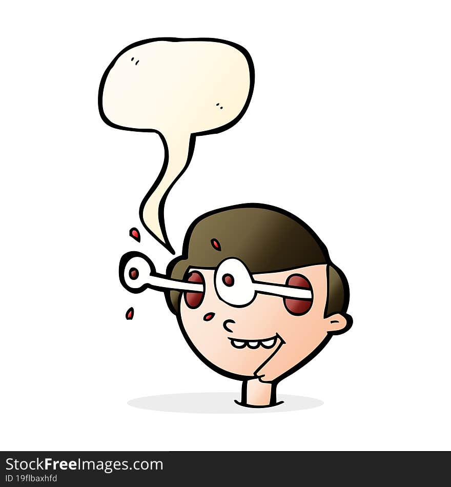 Cartoon Excited Boy S Face With Speech Bubble