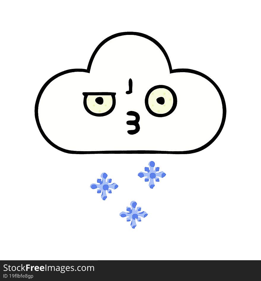 Comic Book Style Cartoon Snow Cloud