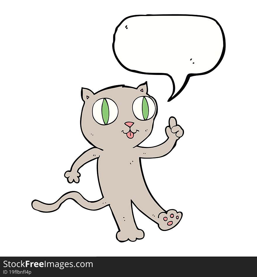 cartoon cat with idea with speech bubble