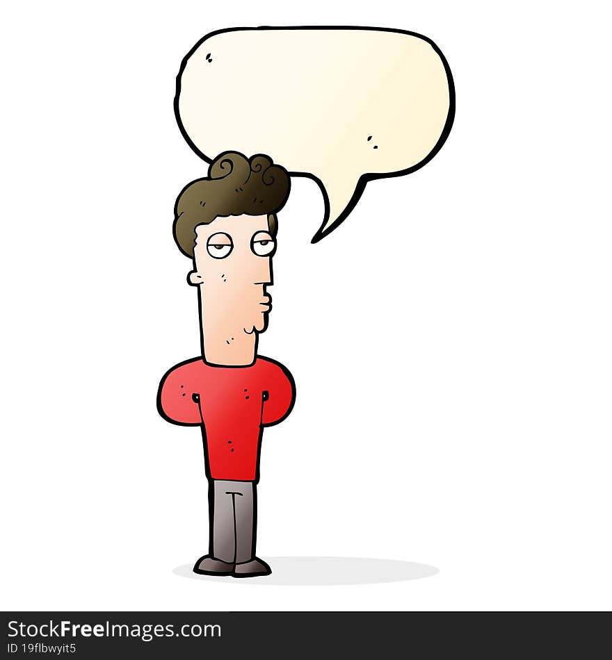 cartoon bored man with speech bubble