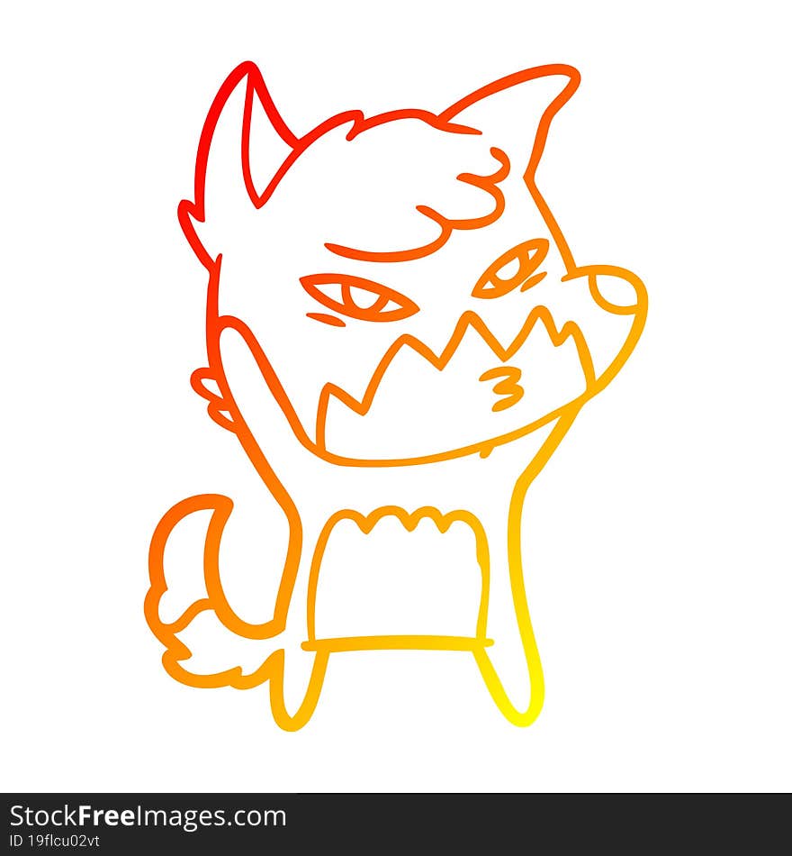 warm gradient line drawing clever cartoon fox