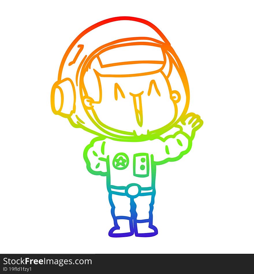 rainbow gradient line drawing singing cartoon astronaut