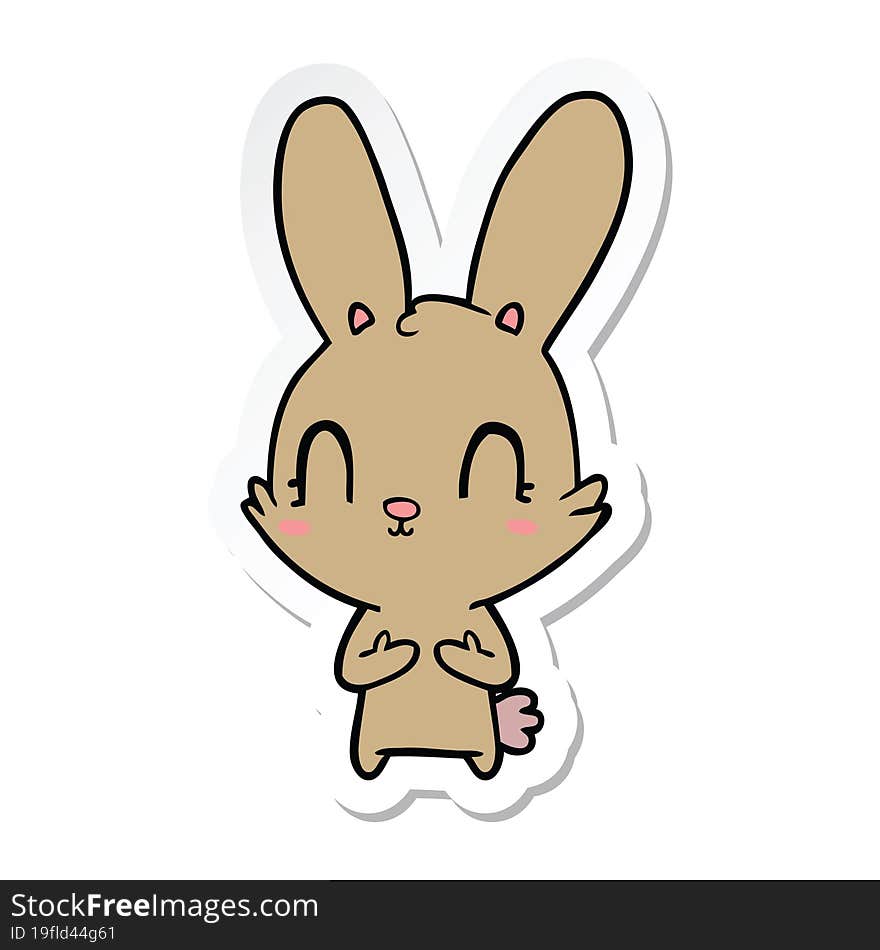 Sticker Of A Cute Cartoon Rabbit