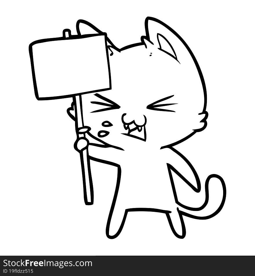 cartoon cat protesting. cartoon cat protesting