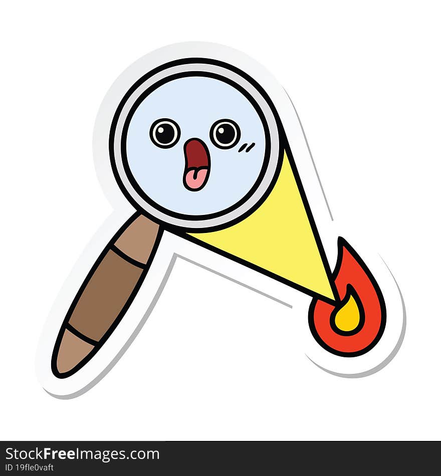 Sticker Of A Cute Cartoon Magnifying Glass