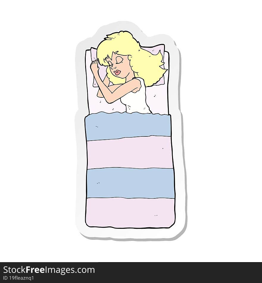 sticker of a cartoon sleeping woman