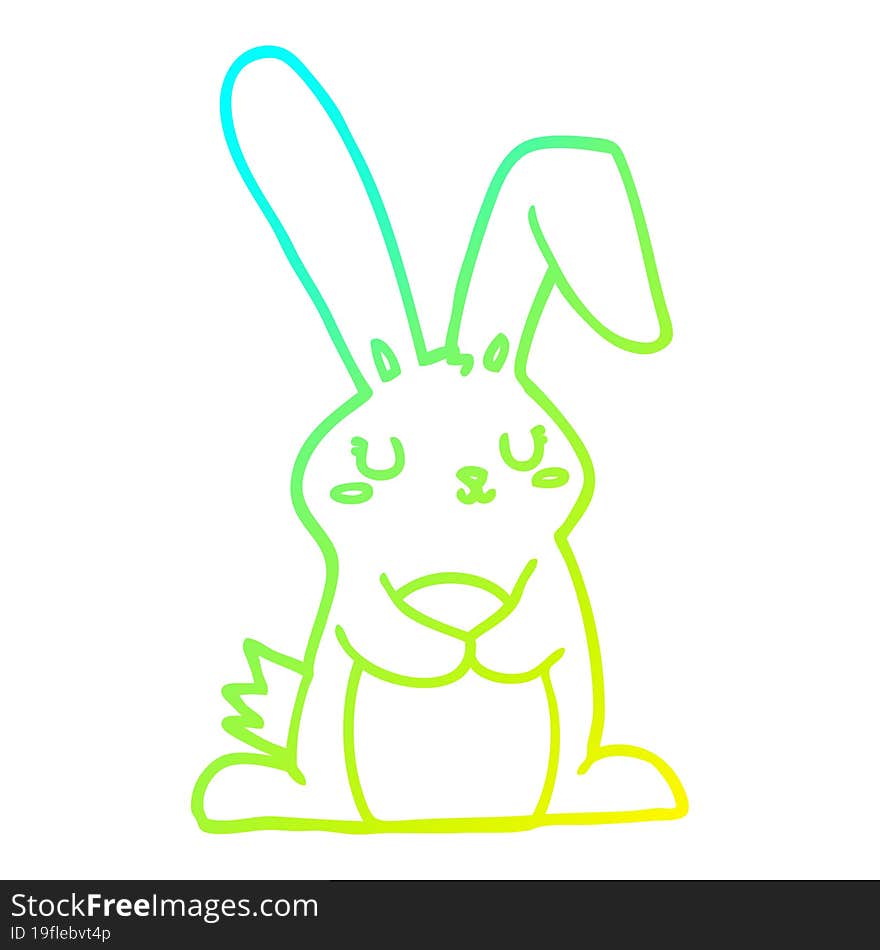 Cold Gradient Line Drawing Cartoon Rabbit