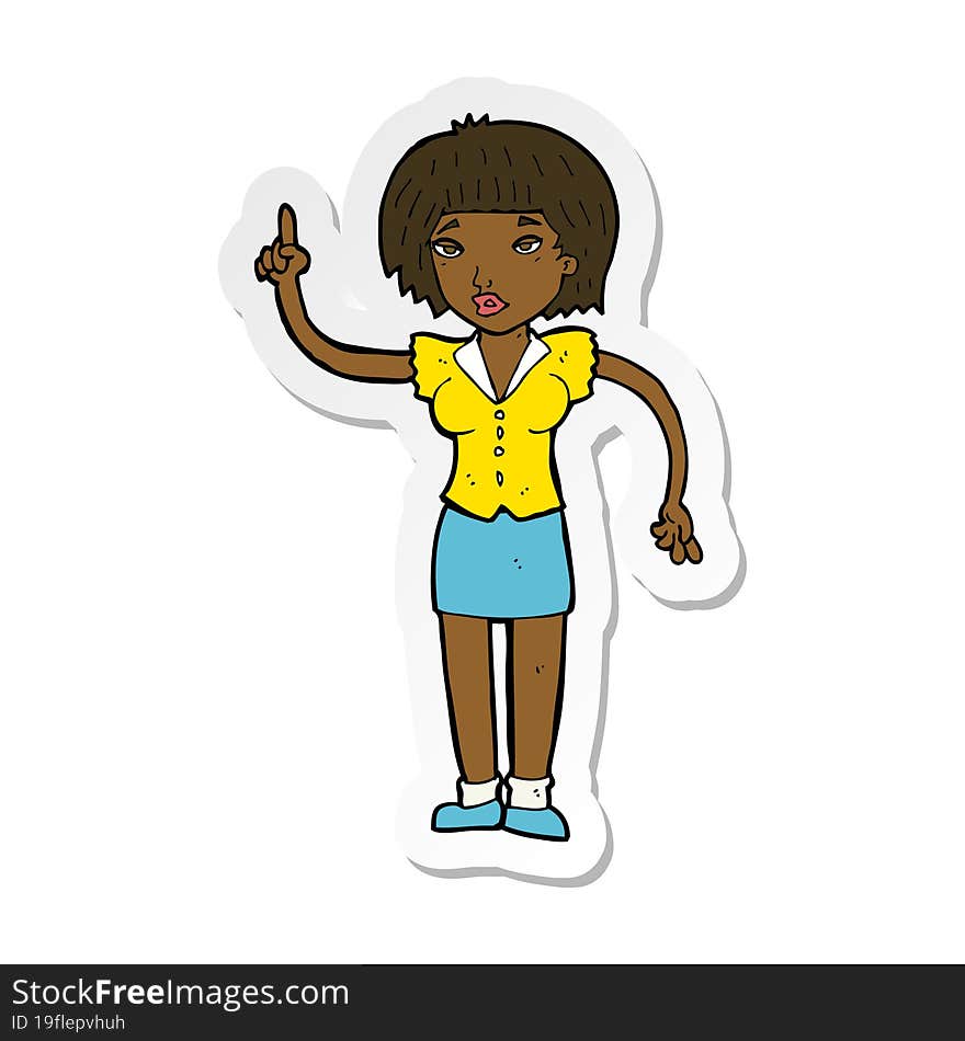 sticker of a cartoon woman with idea