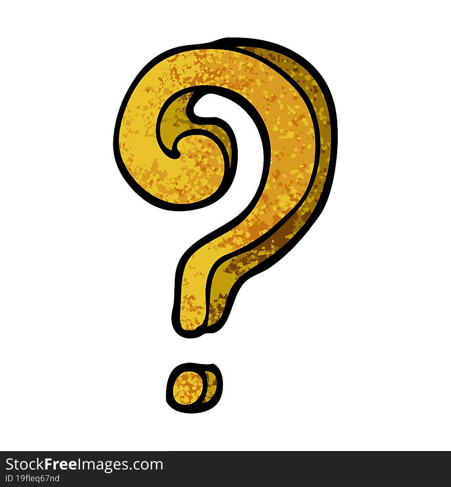 Grunge Textured Illustration Cartoon Question Mark