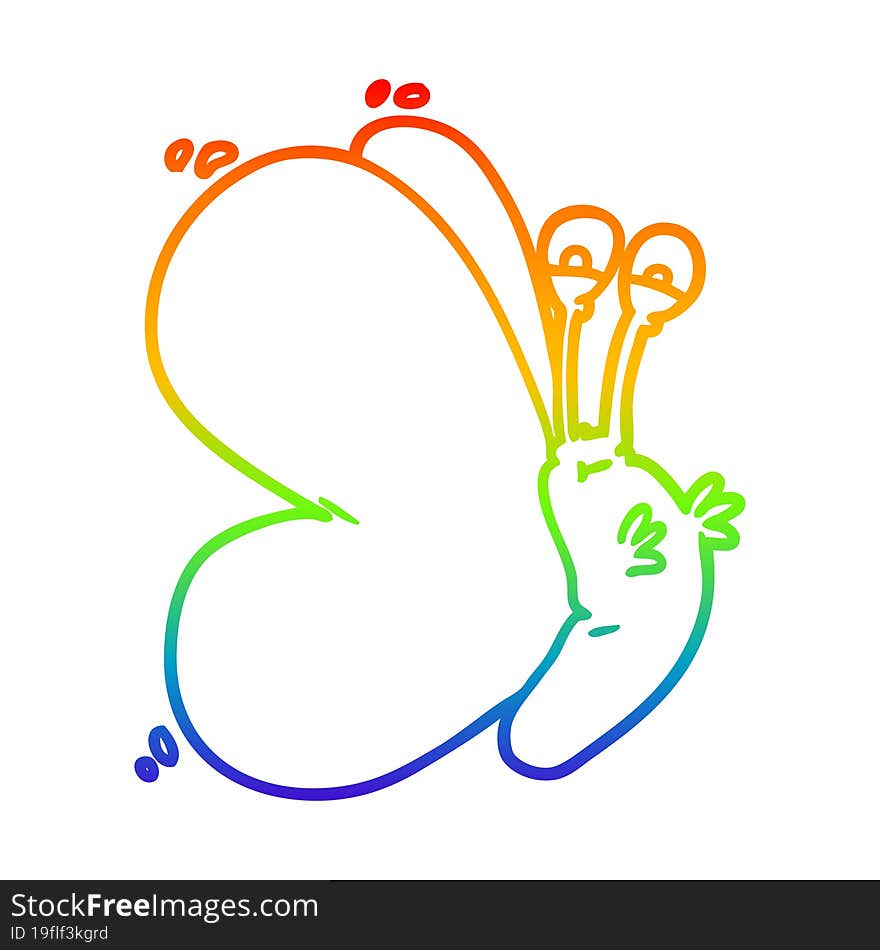 rainbow gradient line drawing funny cartoon butterfly