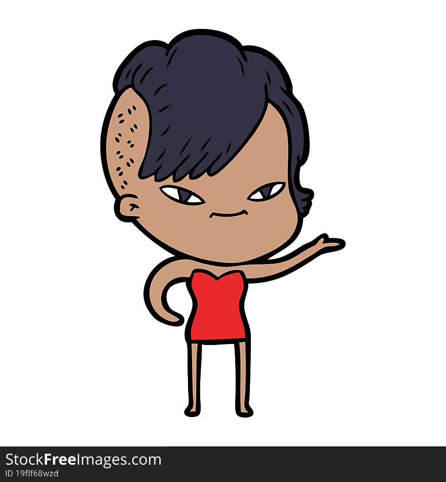 cute cartoon girl with hipster haircut. cute cartoon girl with hipster haircut