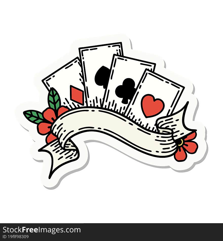 sticker of tattoo in traditional style of cards and banner. sticker of tattoo in traditional style of cards and banner