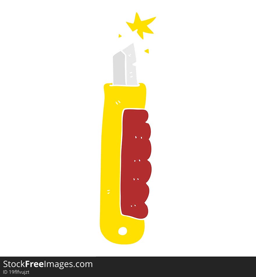 Flat Color Illustration Of A Cartoon Knife