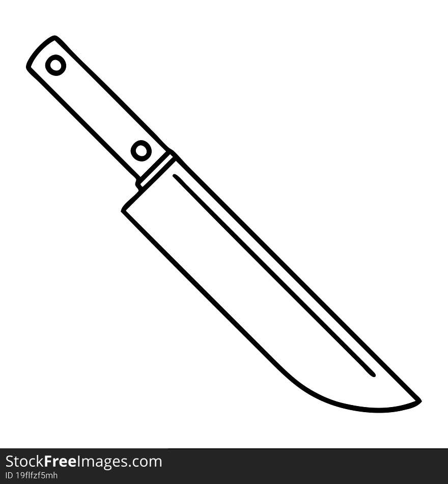 Black Line Tattoo Of Knife