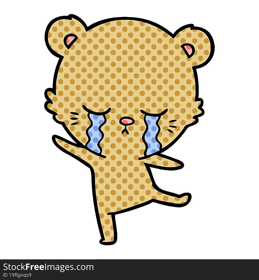 crying cartoon bear balancing. crying cartoon bear balancing