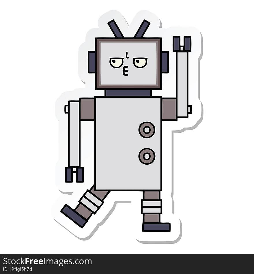 sticker of a cute cartoon robot