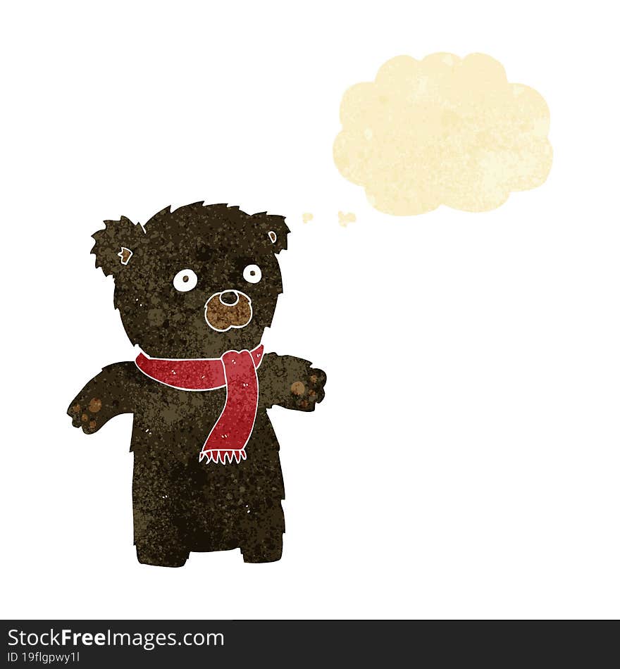 Cartoon Cute Black Bear With Thought Bubble