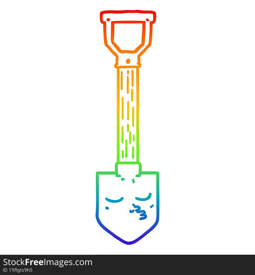 rainbow gradient line drawing cartoon shovel