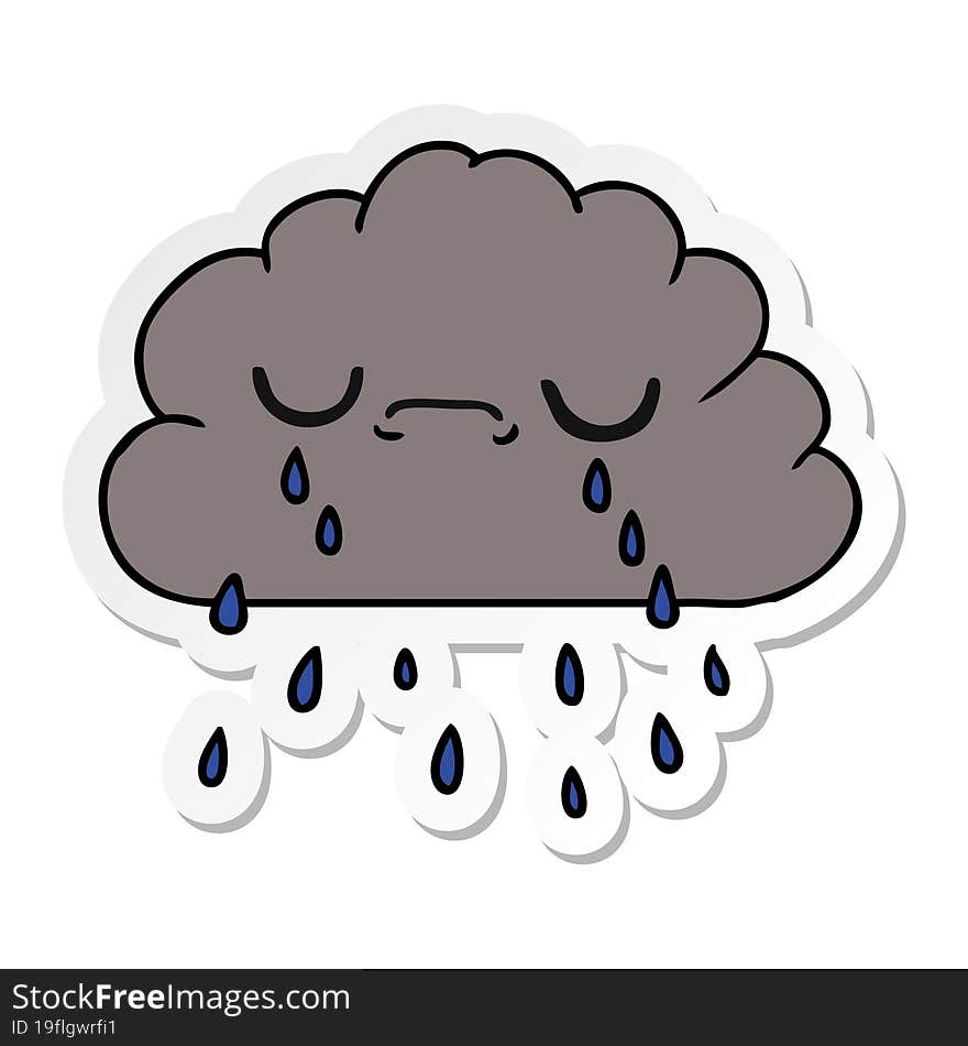 sticker cartoon of cute crying cloud