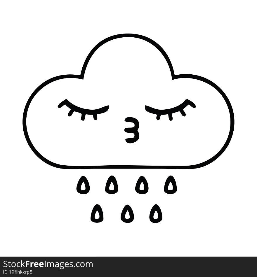 line drawing cartoon of a rain cloud