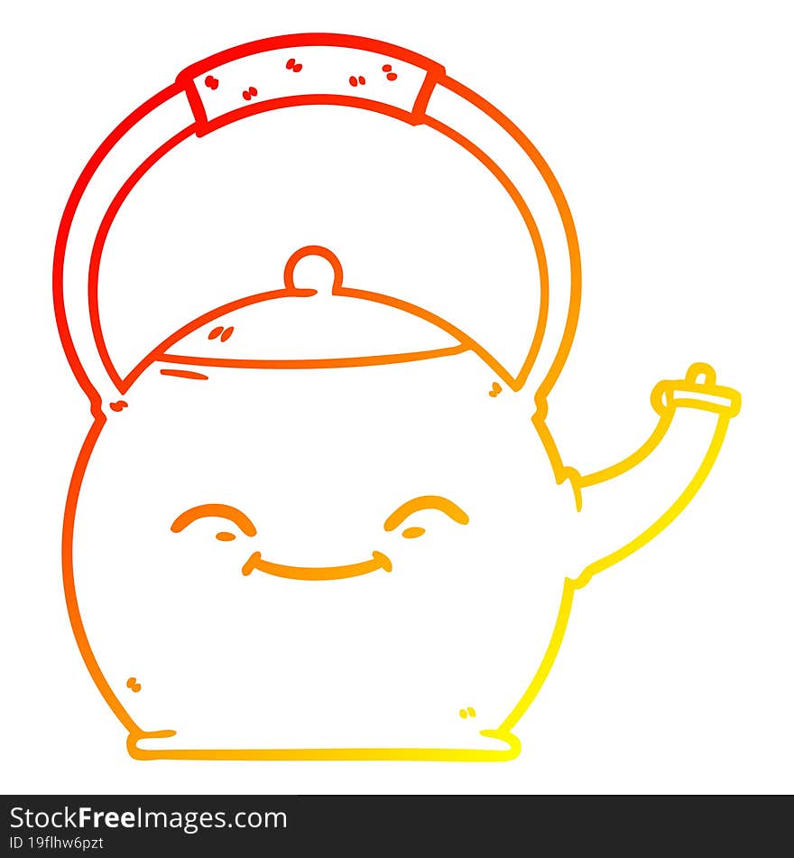 warm gradient line drawing cartoon kettle