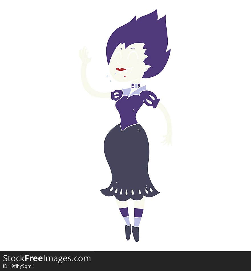 Flat Color Illustration Of A Cartoon Vampire Girl