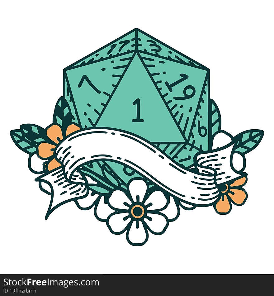 natural one d20 dice roll illustration