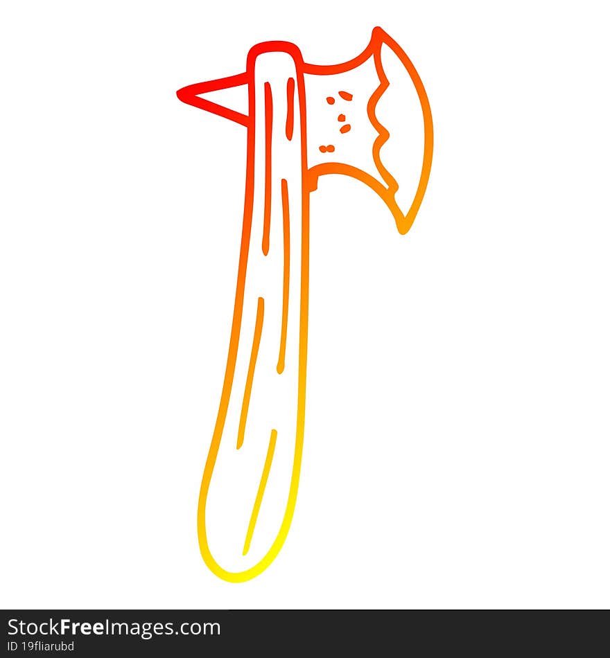 Warm Gradient Line Drawing Cartoon Axe