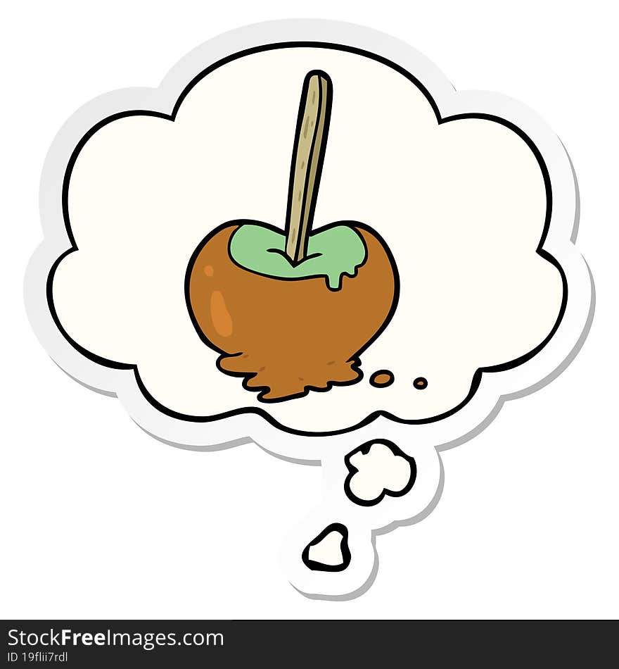 Cartoon Toffee Apple And Thought Bubble As A Printed Sticker