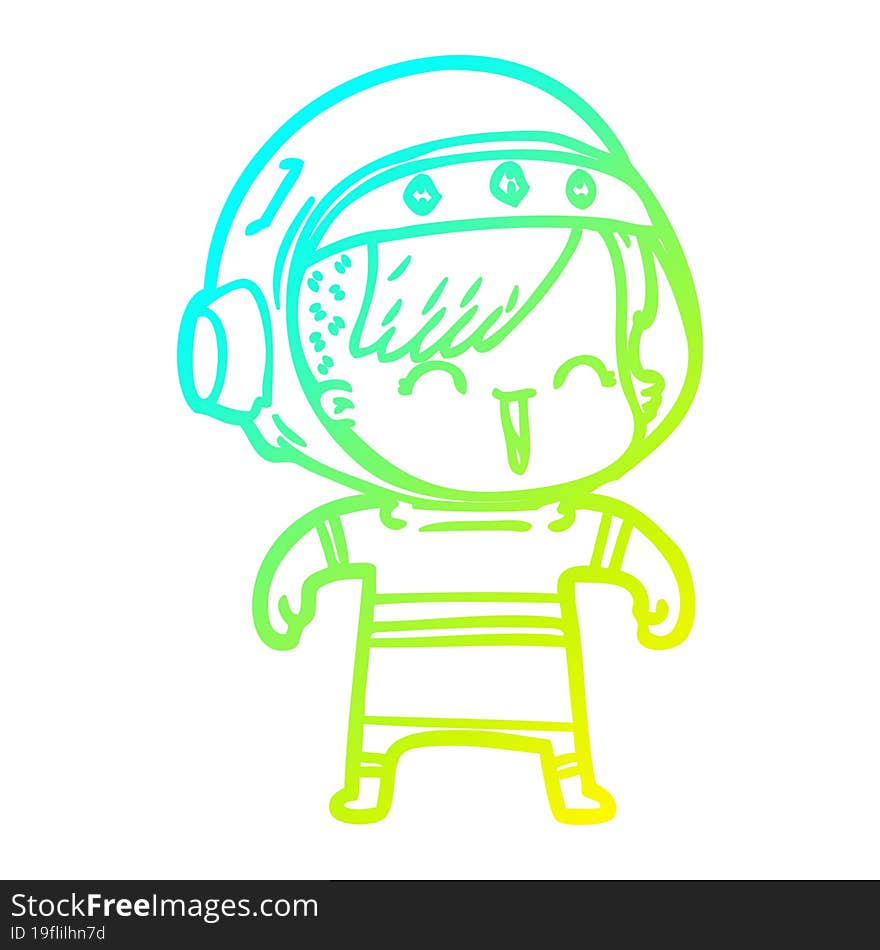 cold gradient line drawing happy cartoon space girl