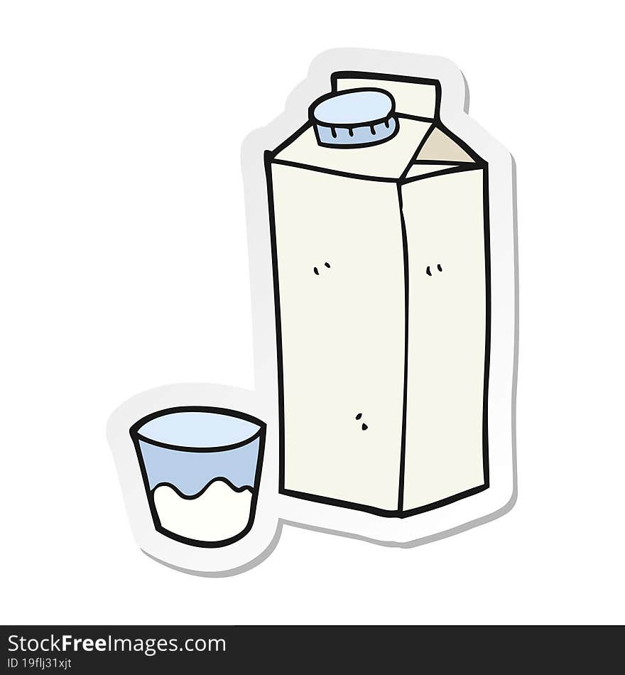 Sticker Of A Cartoon Milk Carton