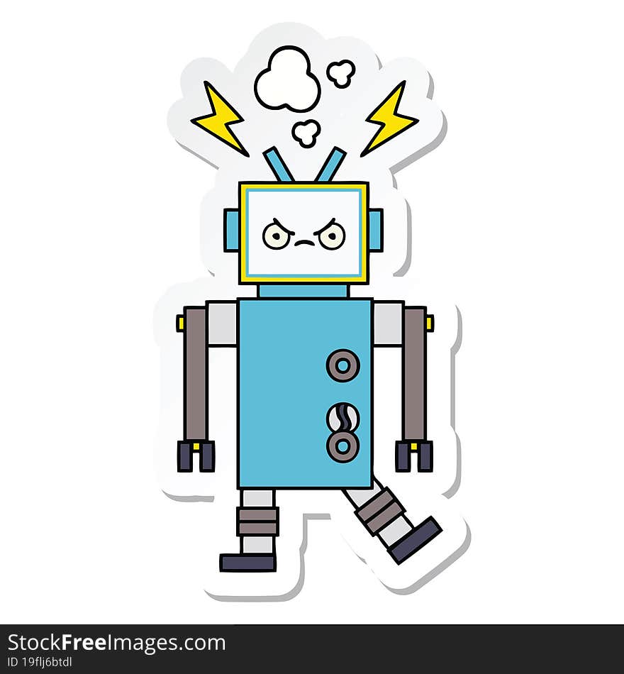 sticker of a cute cartoon robot