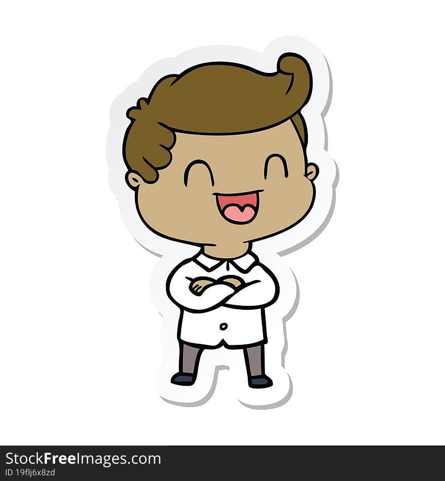 sticker of a cartoon happy man