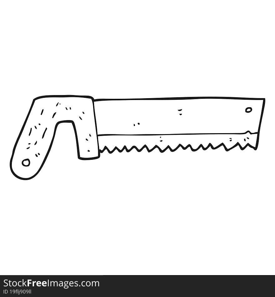 black and white cartoon wood saw