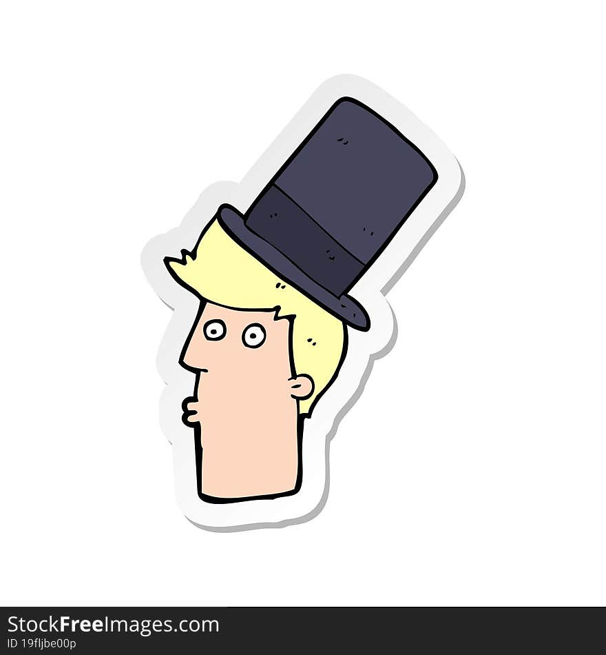 sticker of a cartoon man wearing top hat