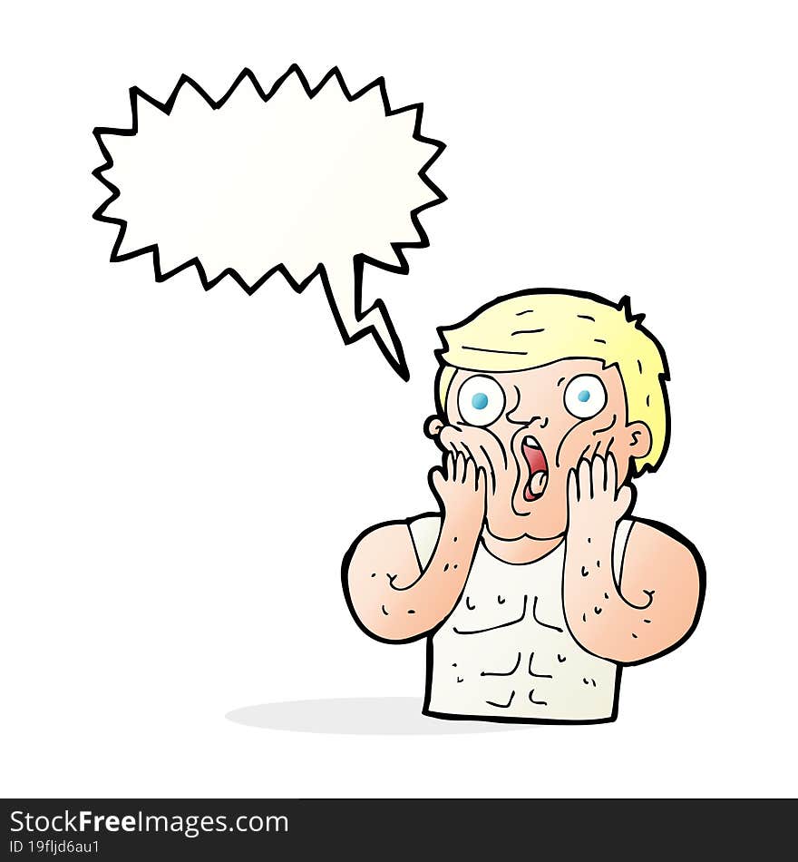 Cartoon Shocked Gym Man With Speech Bubble